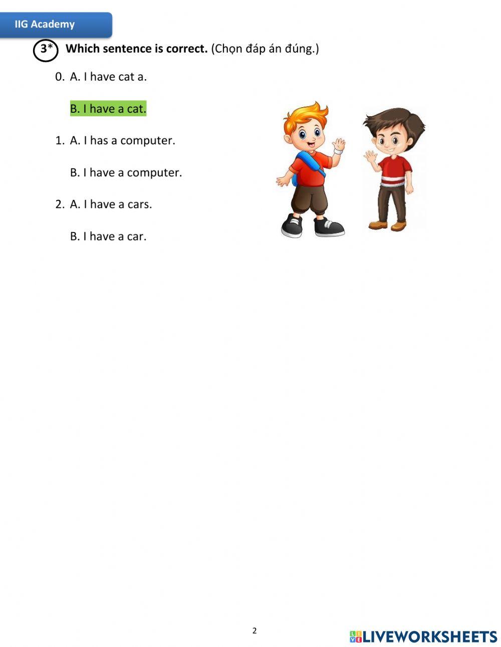 IIG-Grade 1-Worksheet 7