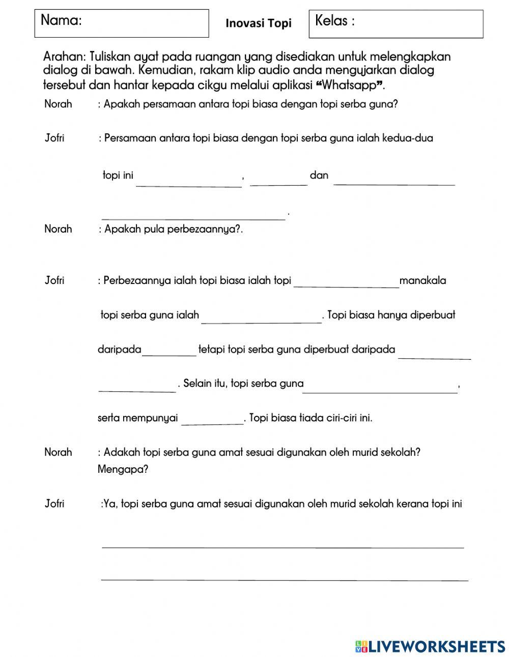 BM SJKC Tahun 4 : Tema 7: Unit 21: Tajuk : Inovasi Topi