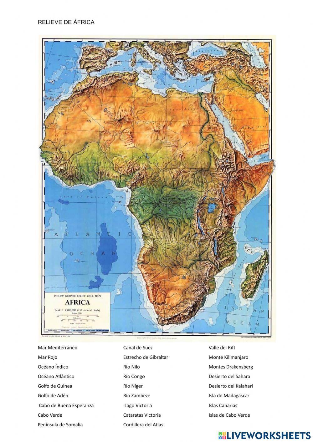 Relieve de Áfri… | Free Interactive Worksheets | 1552019, image size:1000x1413