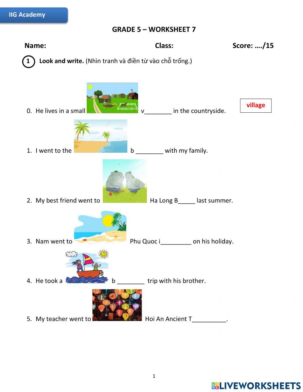 IIG-Grade 5-Worksheet 7