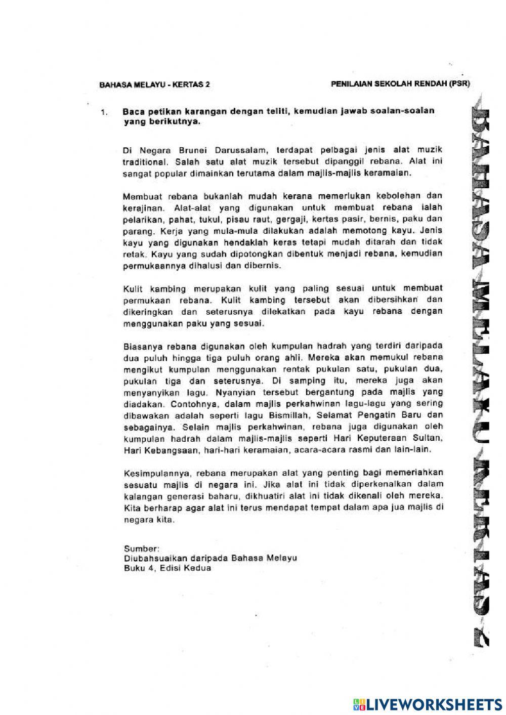 Bahasa Melayu Kertas 2 Tahun 2015 Fahaman