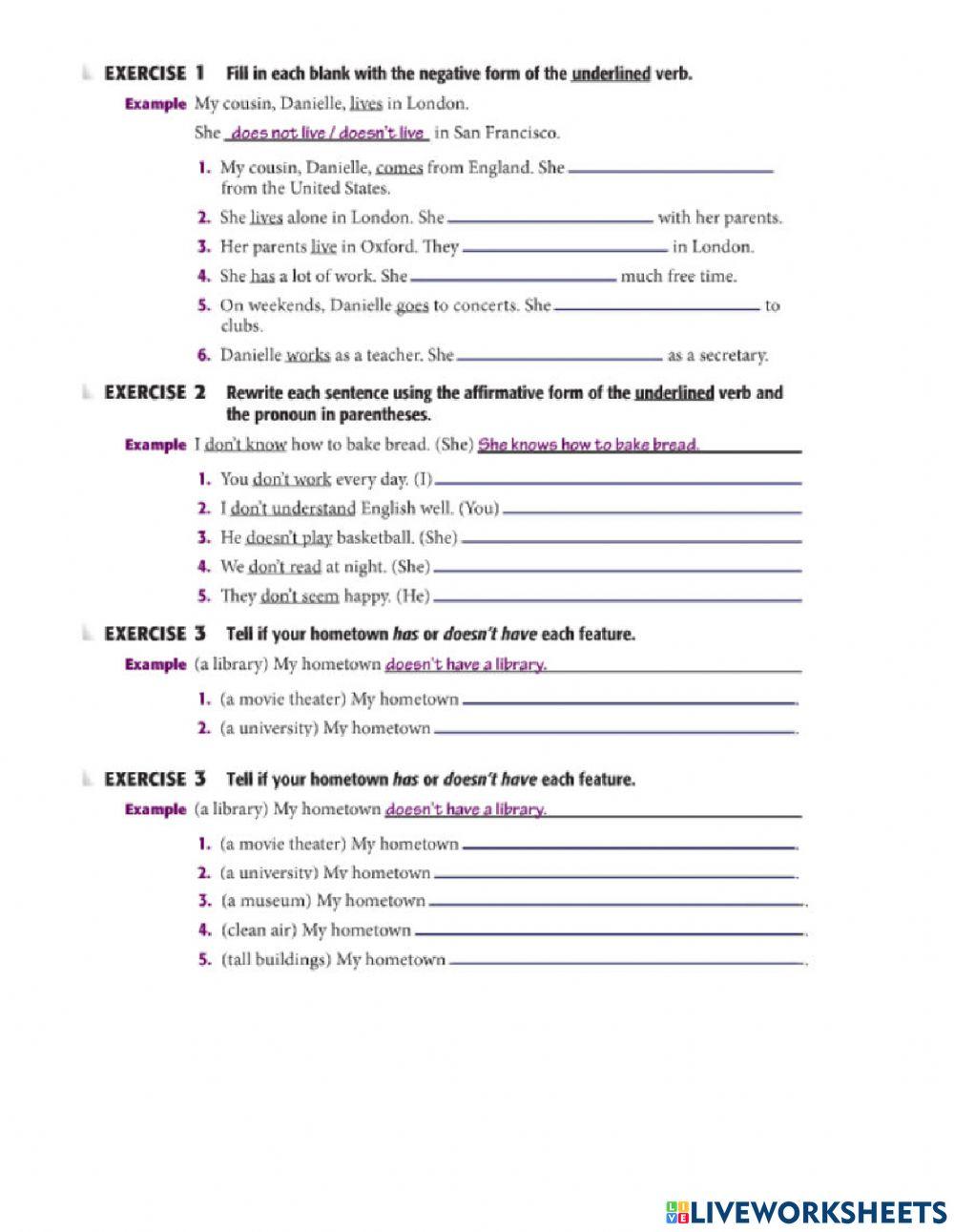 The Simple Present : Reading Comprehension and Grammar Exercises -1