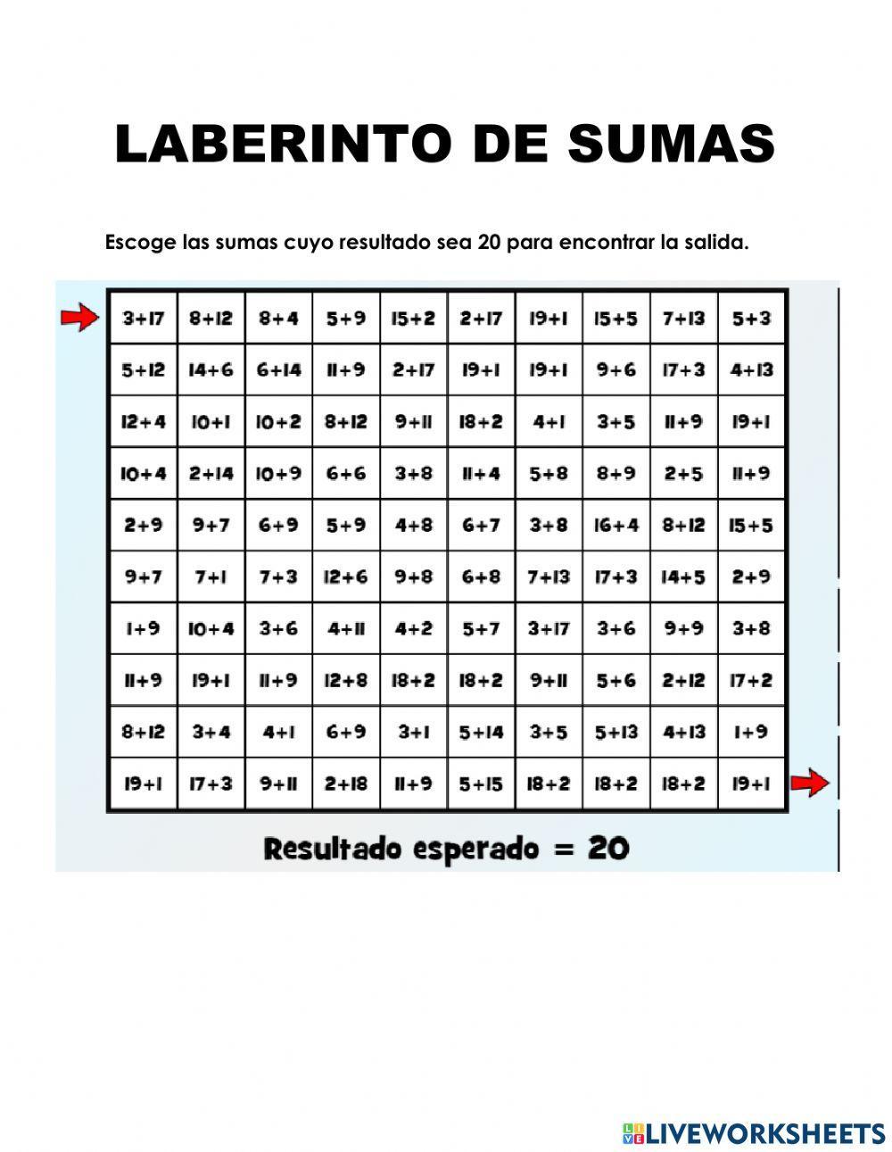 Laberinto de sumas