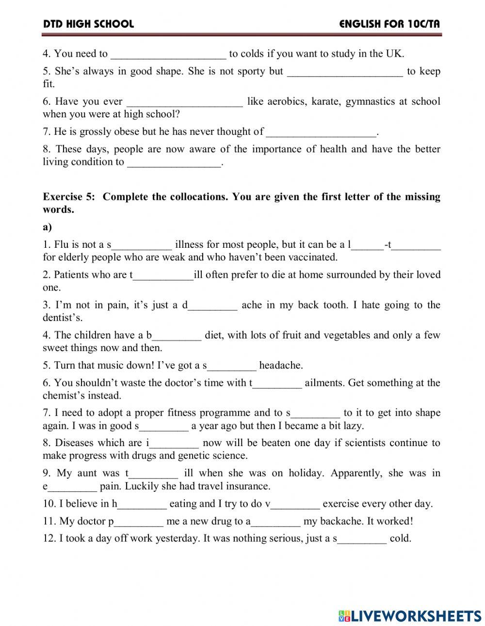 Vocab module 2 - your body & you