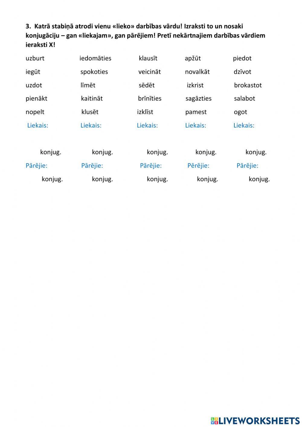 Darbības vārdu konjugācijas