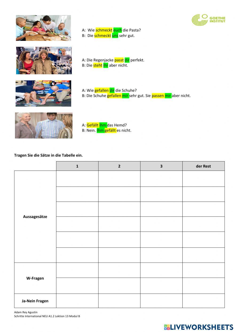 Personalpronomen im Dativ