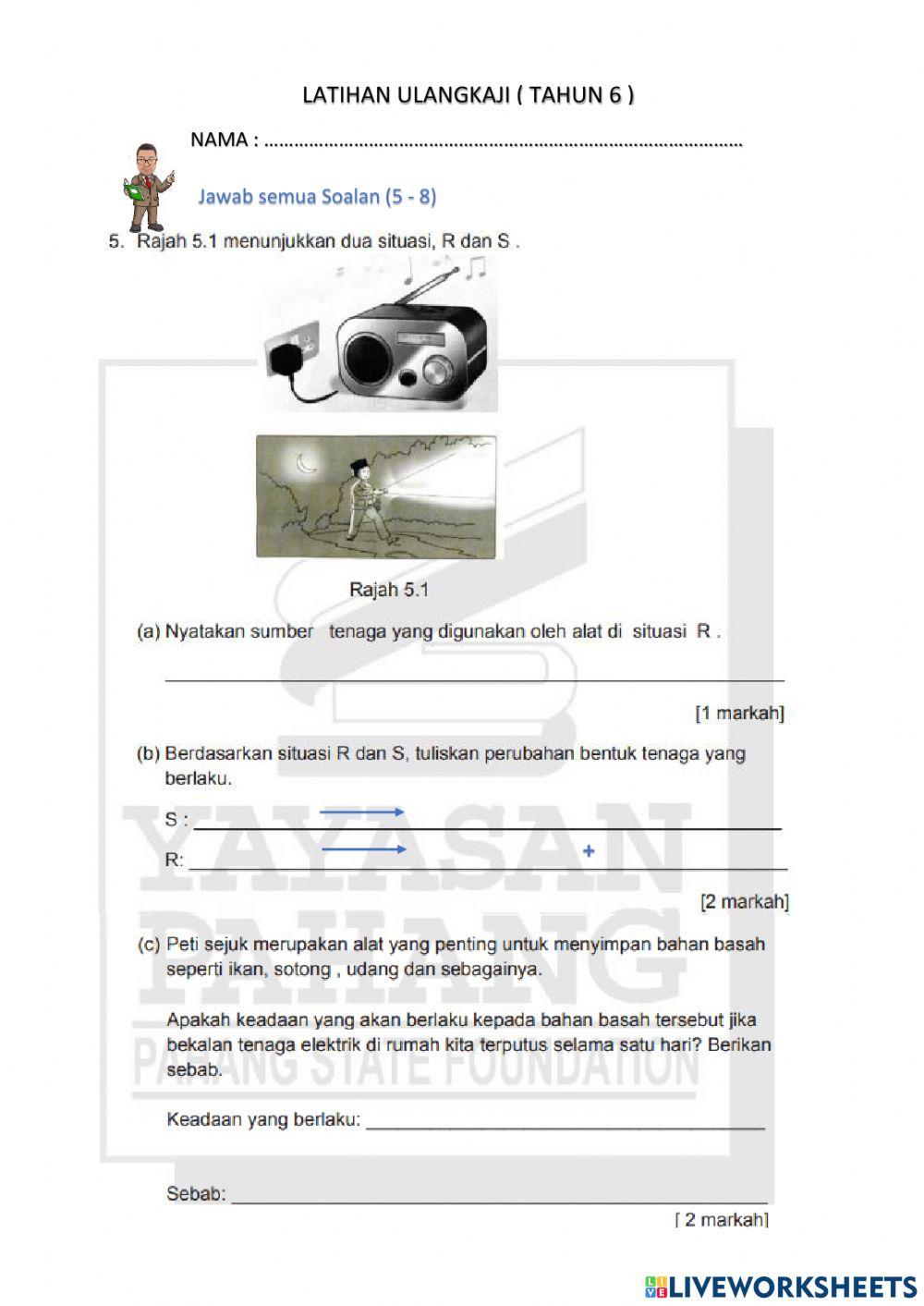 Latihan ulangkaji sains tahun 6