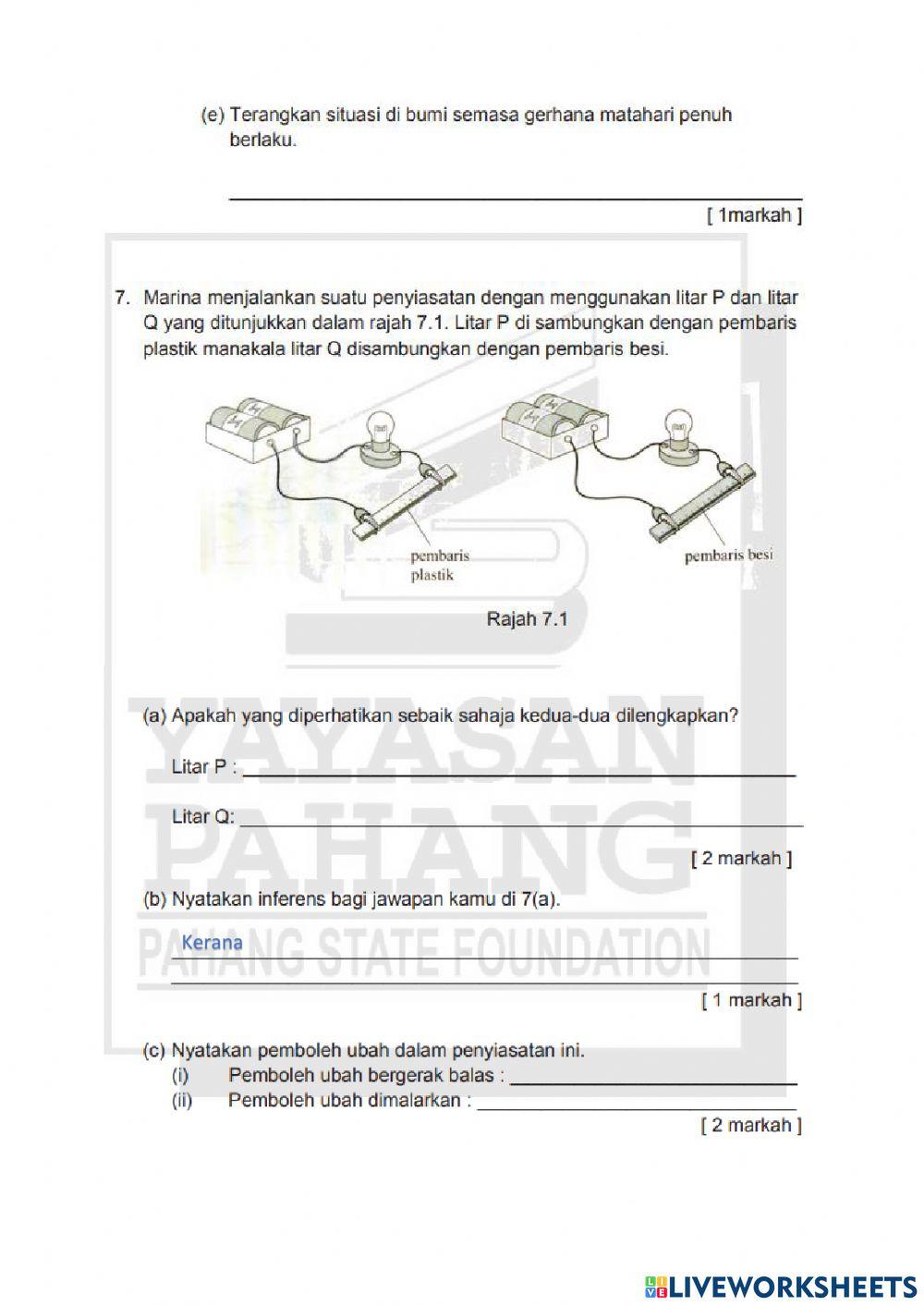 Latihan ulangkaji sains tahun 6