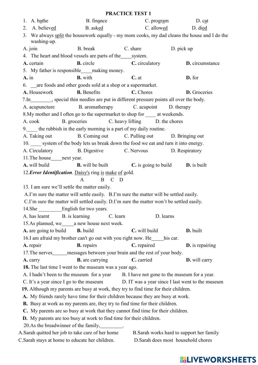 Fsa Grade 10 Practice Test