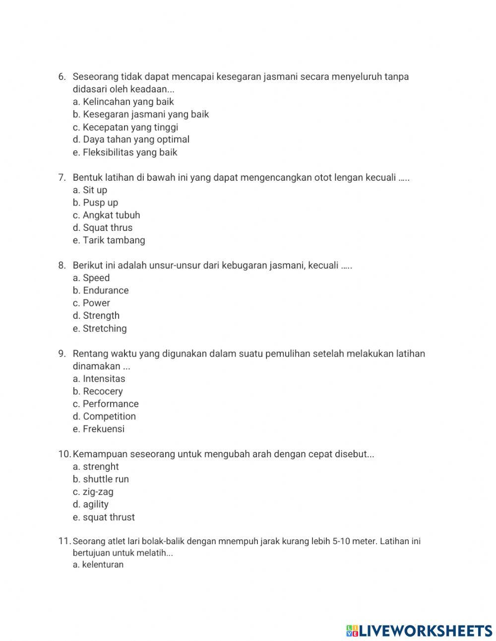 Soal Kebugaran Jasmani