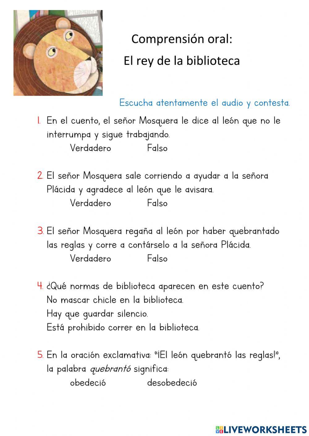 Comprensión oral: El rey de la biblioteca