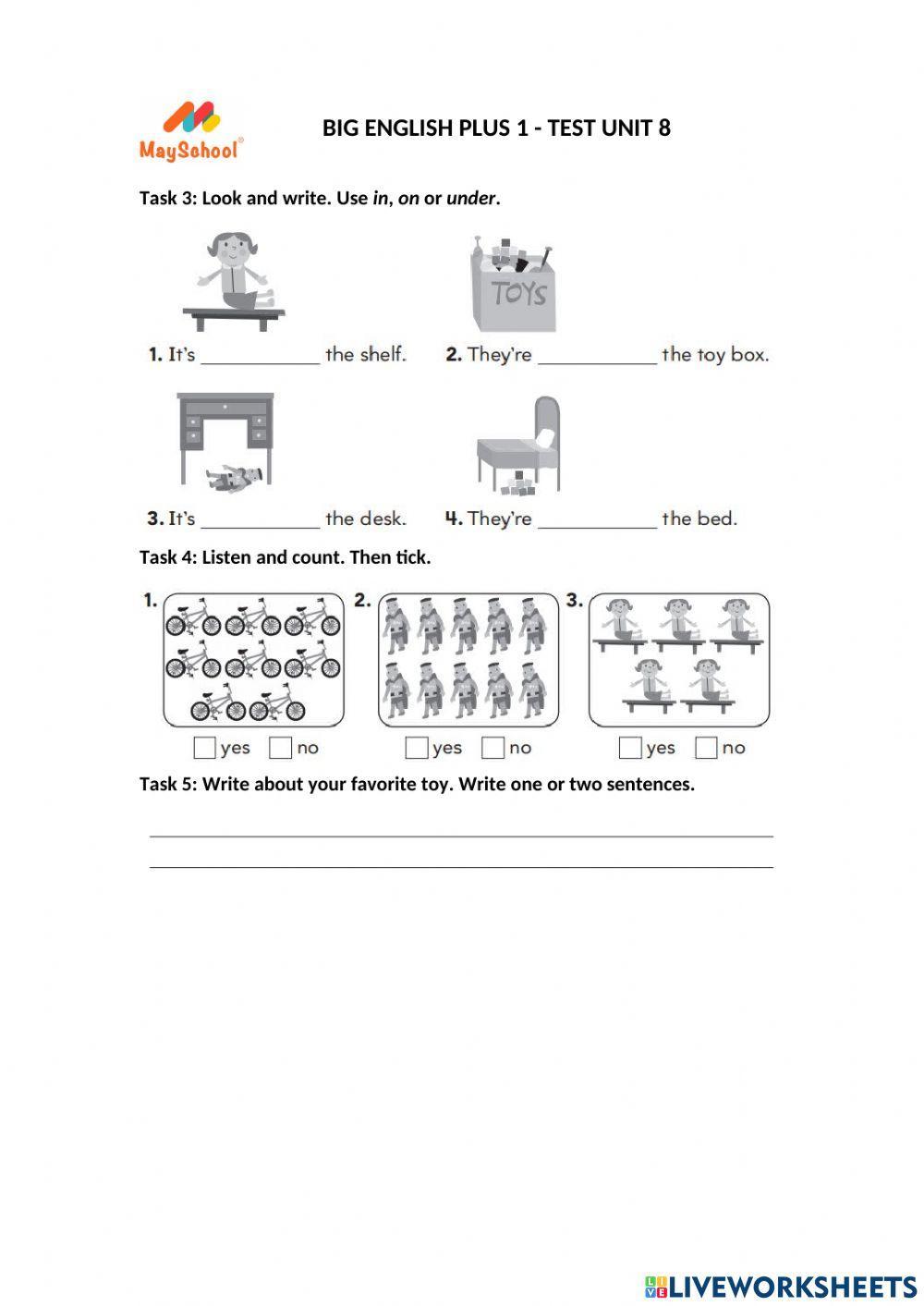 Big English Plus 1 - Test Unit 8