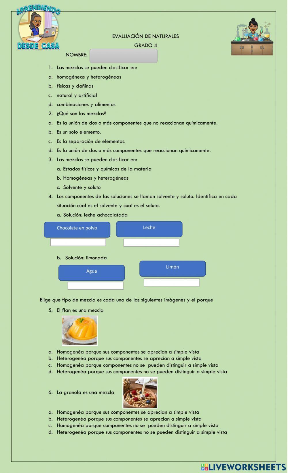 Evaluación de naturales