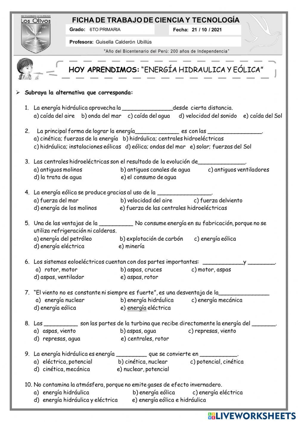 Energía hidraulica y eólica