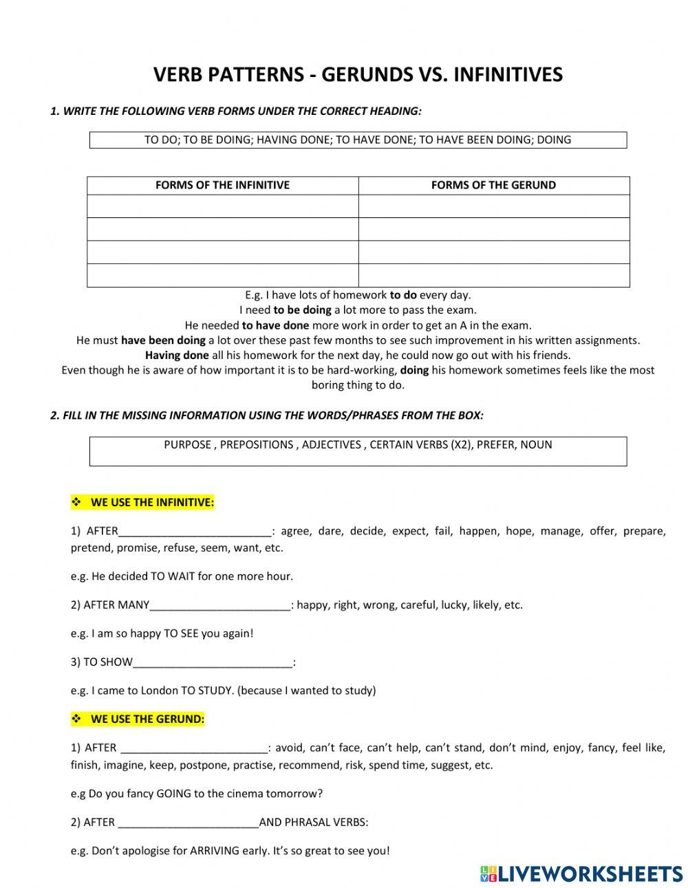 Gerunds and Infinitives