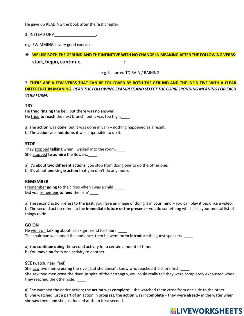 Gerunds and Infinitives