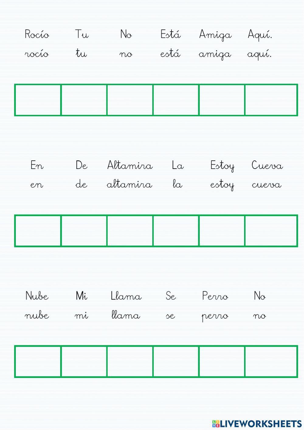 Ordenar frases, uso mayúsculas