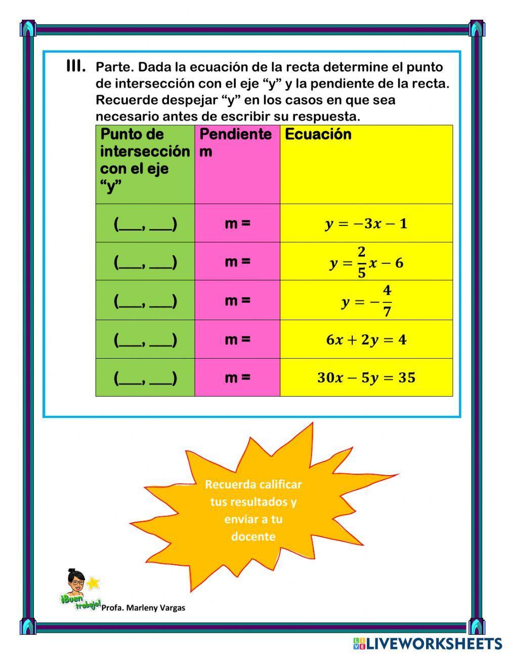 Ecuación de la Recta