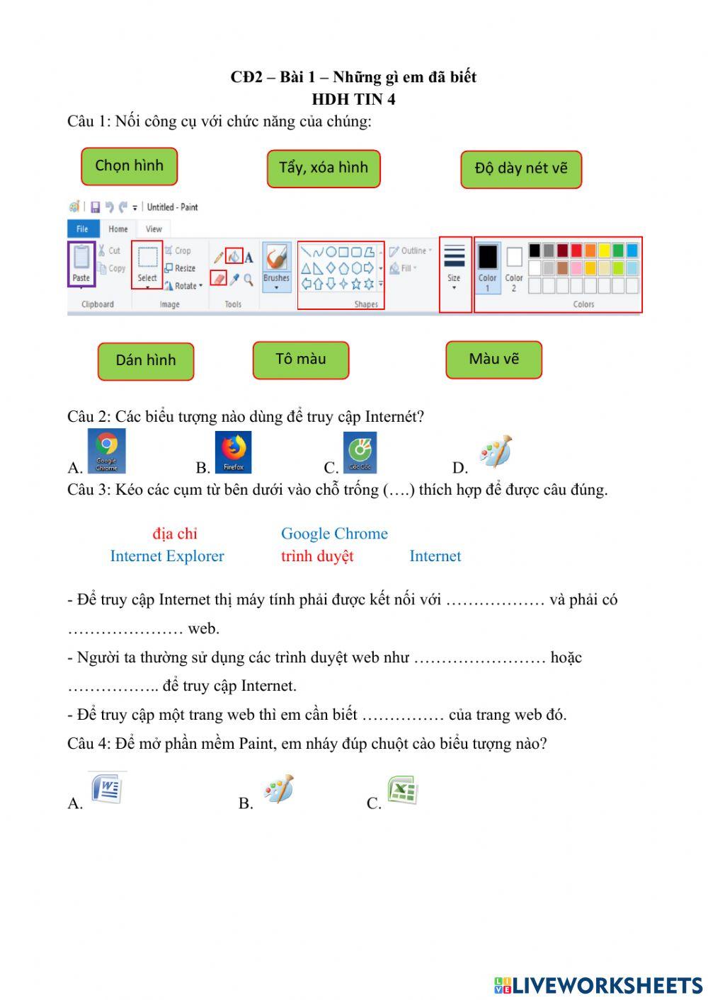 KTBC và những gì em đã biết CĐ2- Bài 1 HDH Tin 4