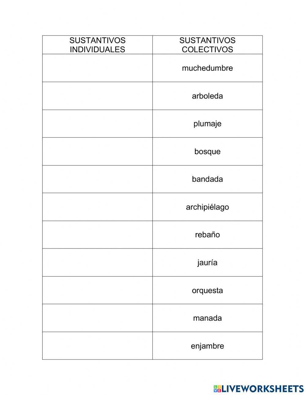 Sustantivos individuales y colectivos