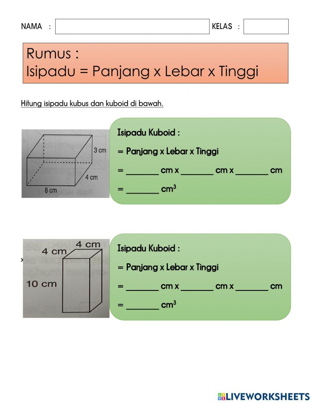 Isipadu kuboid & kubus Isipadu kuboid & kubus