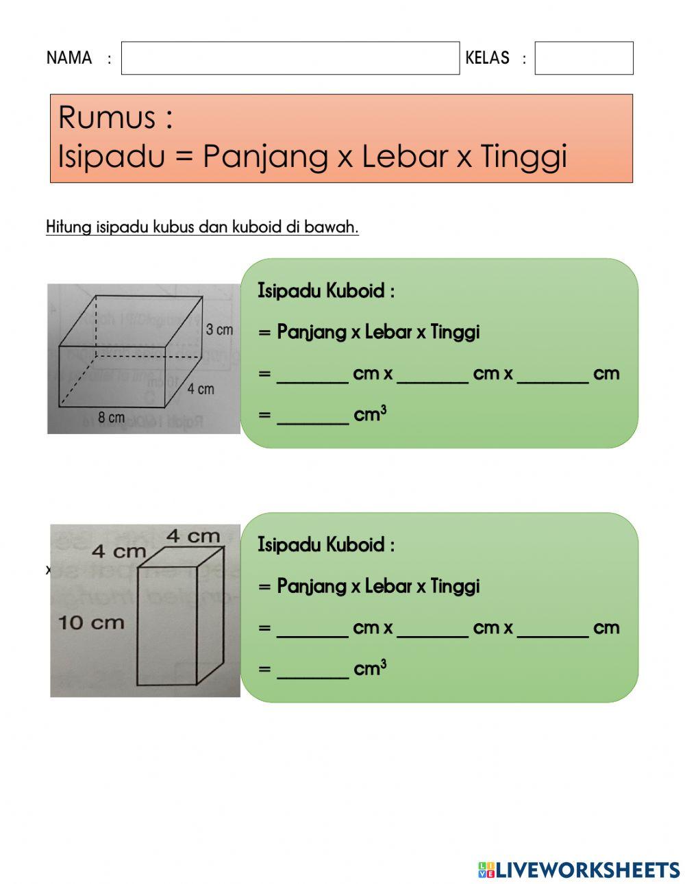 Isipadu kuboid & kubus