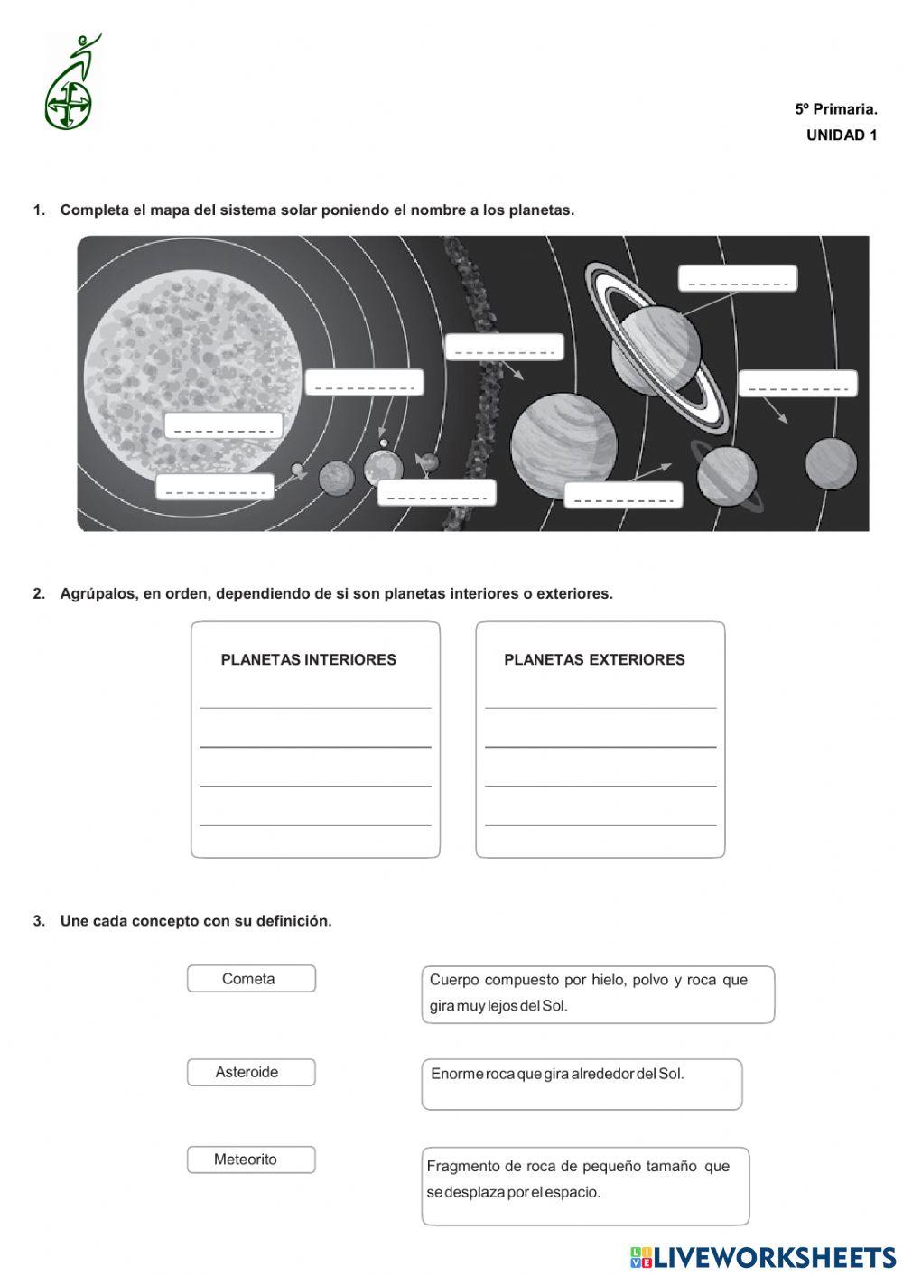 5º Primaria. EL SISTEMA SOLAR
