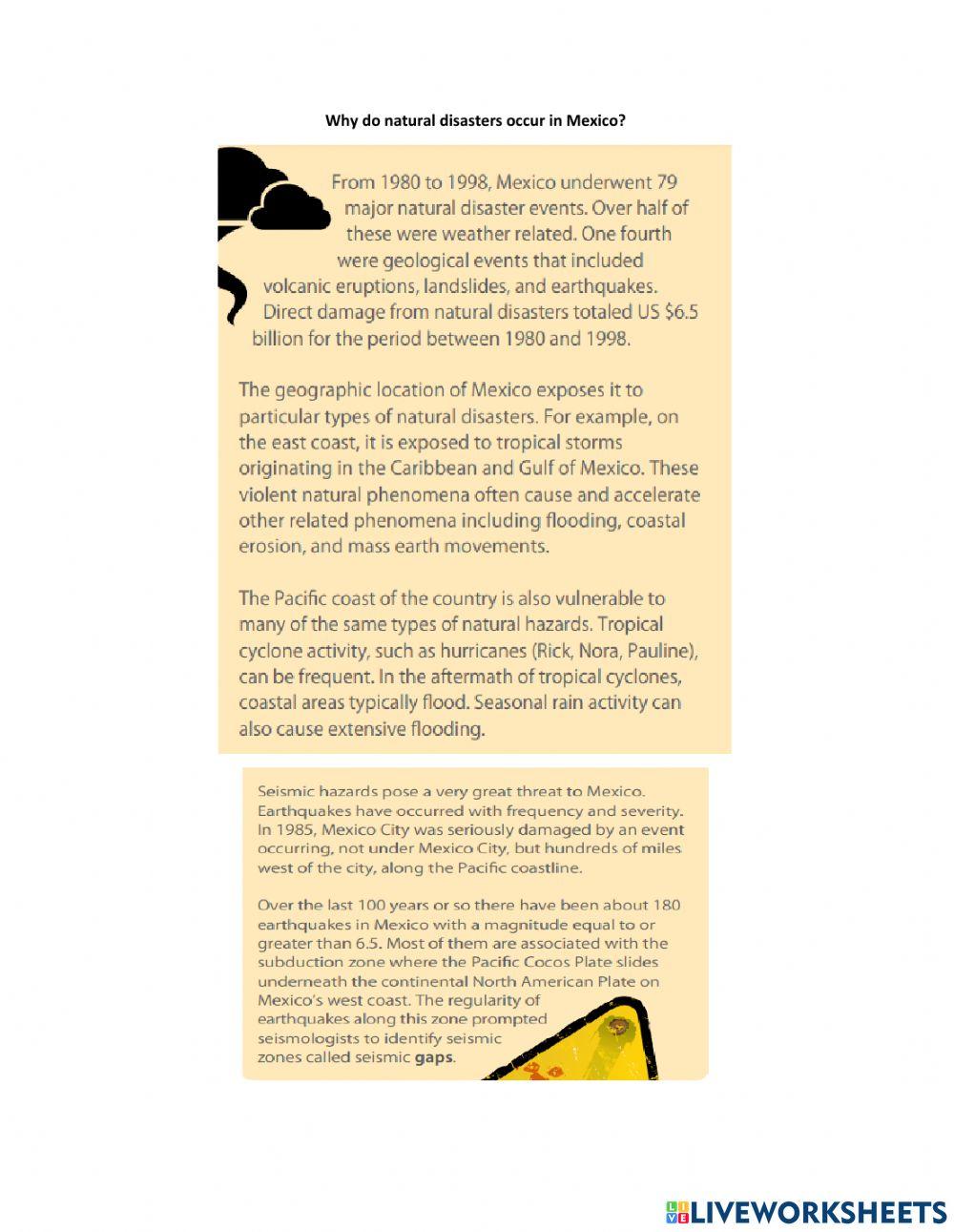 Why do natural disasters occur in Mexico?