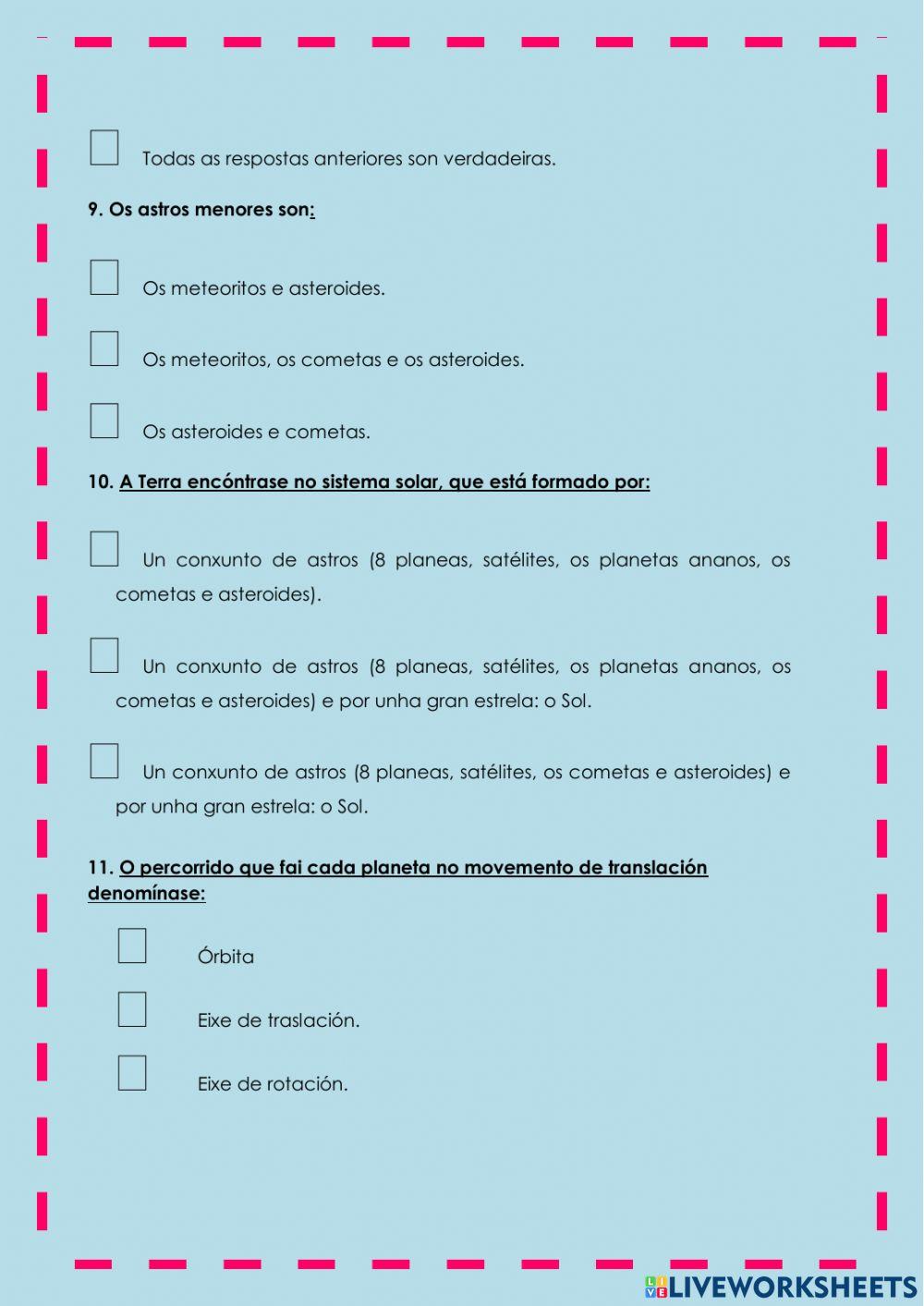 Test o sistema solar