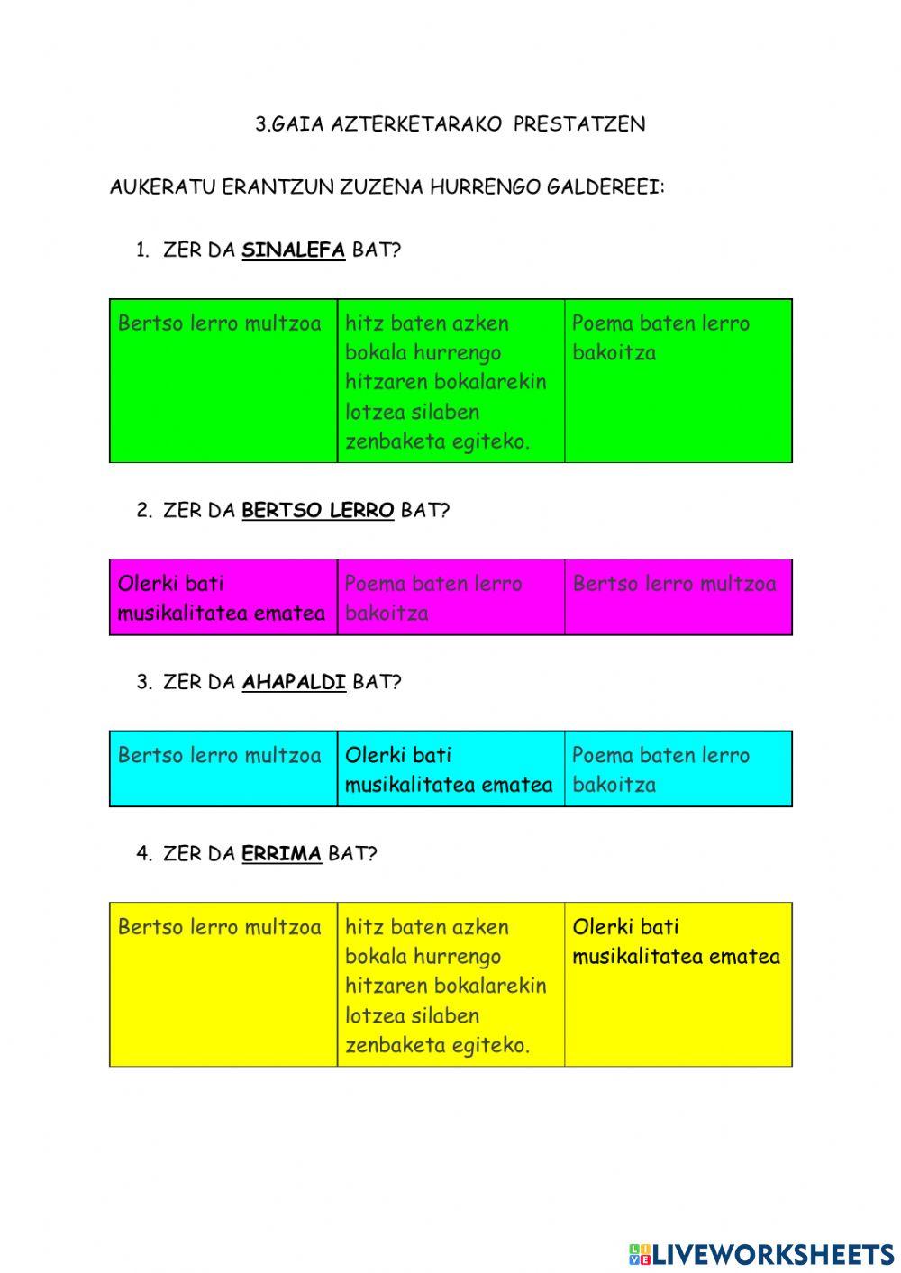 Azterketa prestatzen