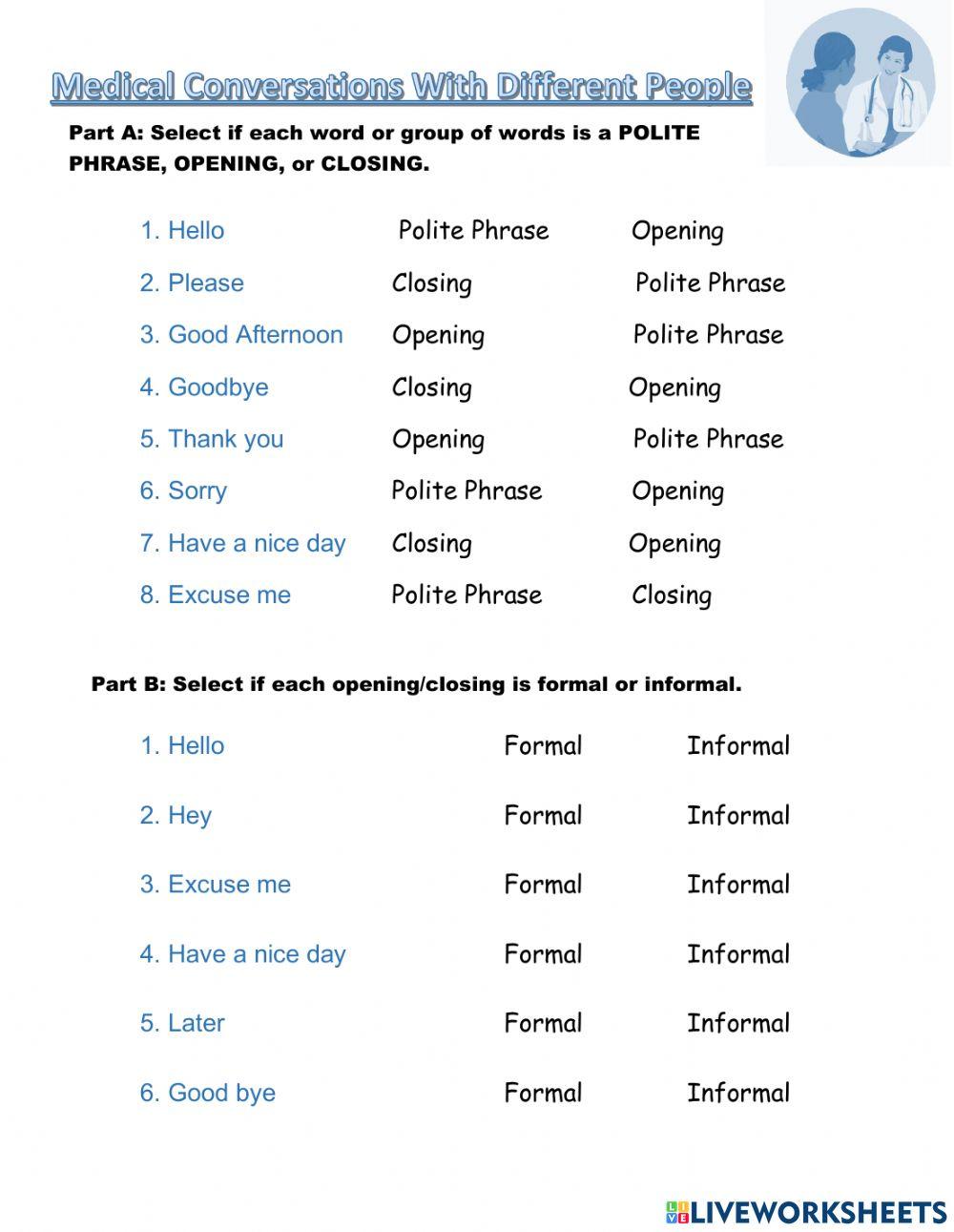 Medical Conversations with different people