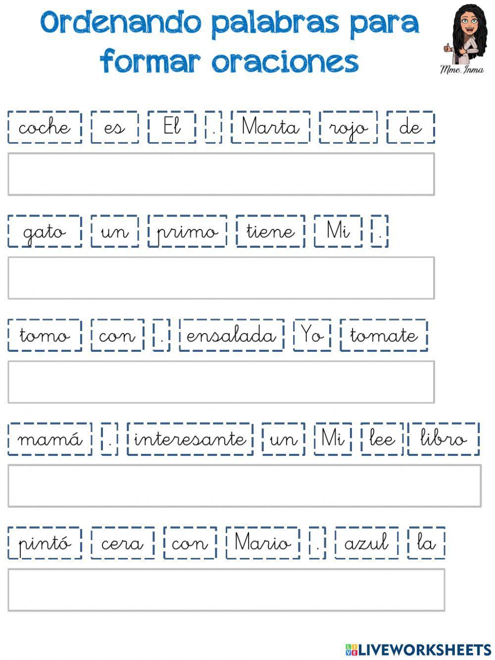 Ordenando palabras para formar oraciones