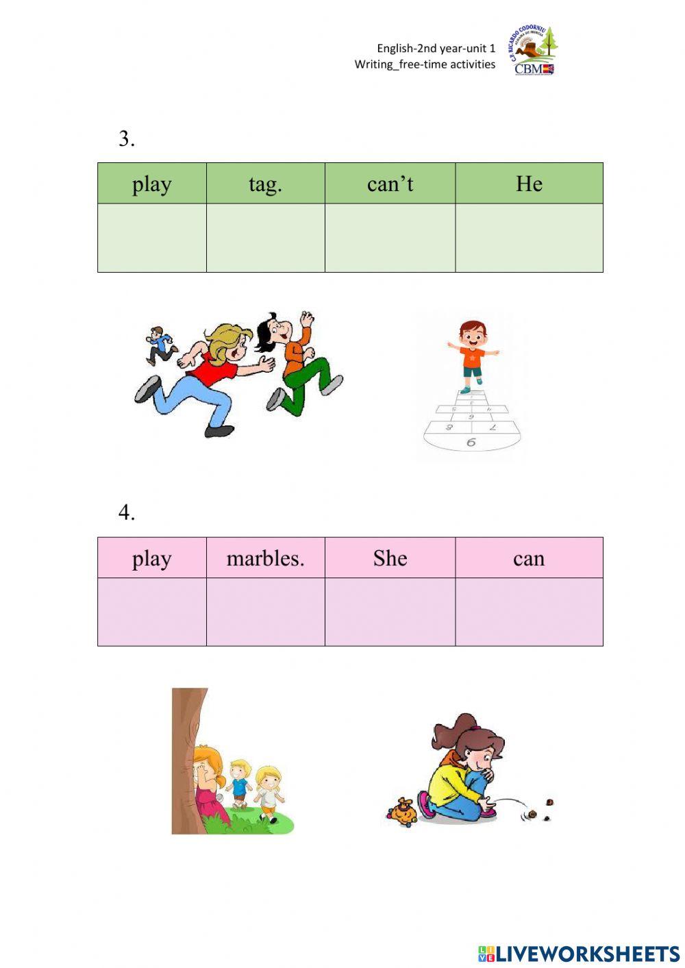Order and circle-can-free-time activities