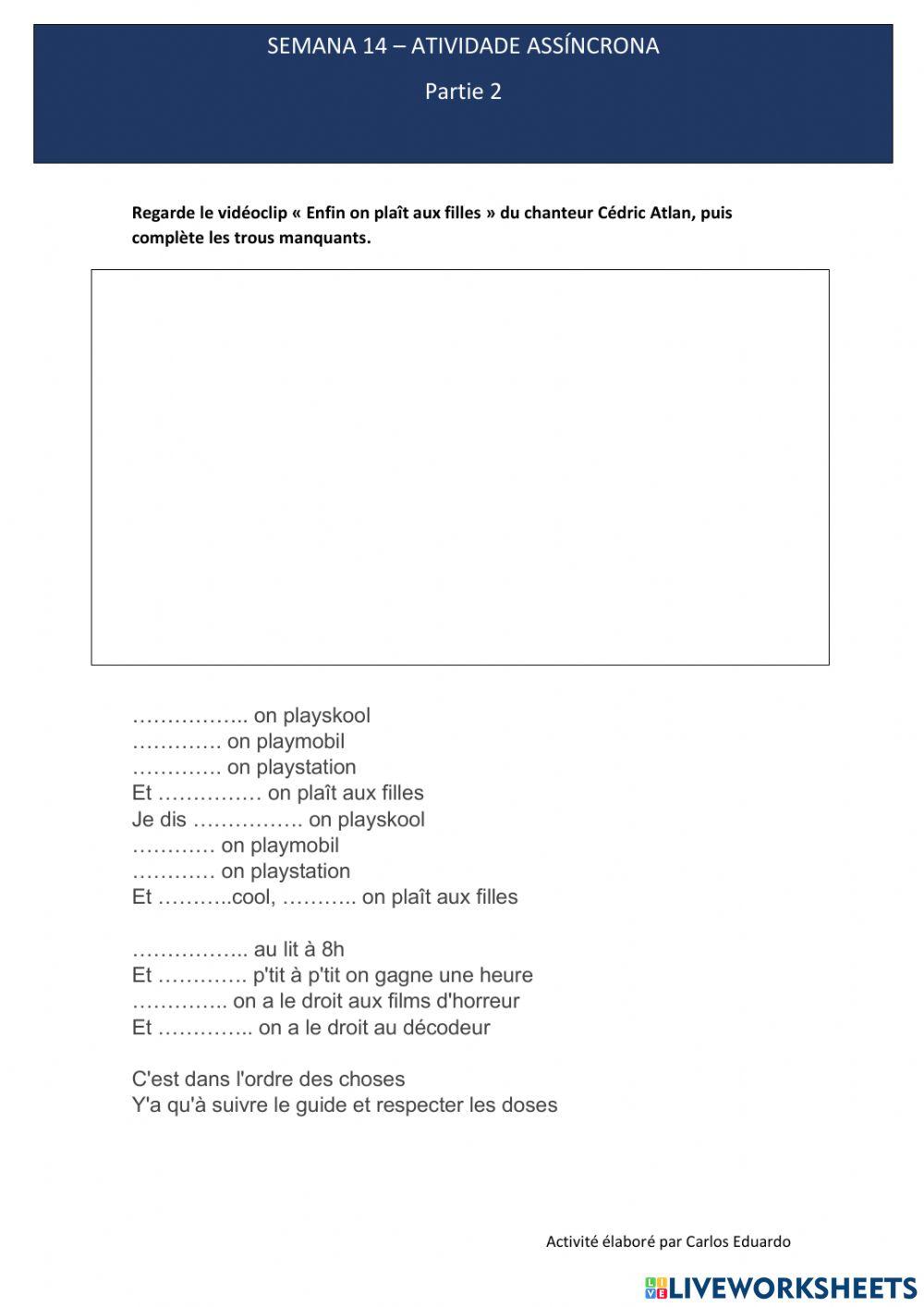 Chanson -enfin on plaît aux filles-