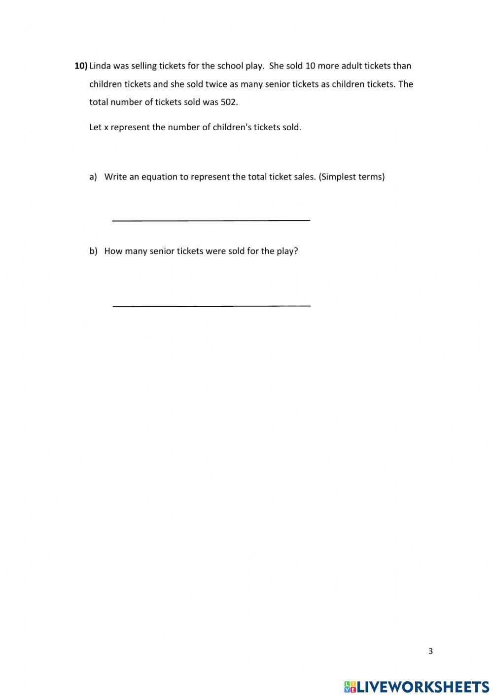 Solving for an Unknown - Level 2