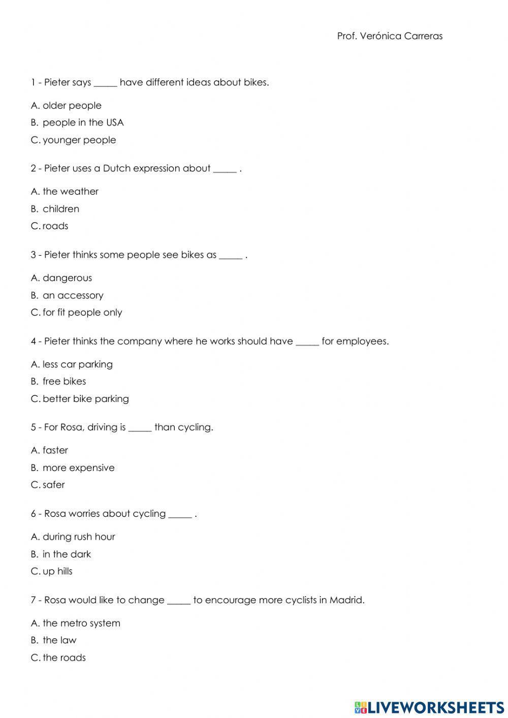 TEST – EF 4th Ed. – Intermediate - UNIT 3