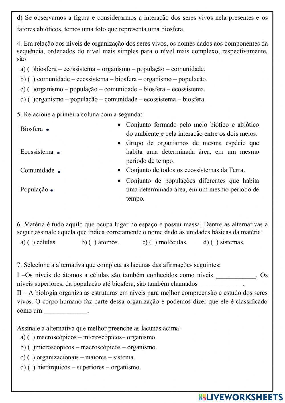 6º anoAtividade de ciências dia 22.10 