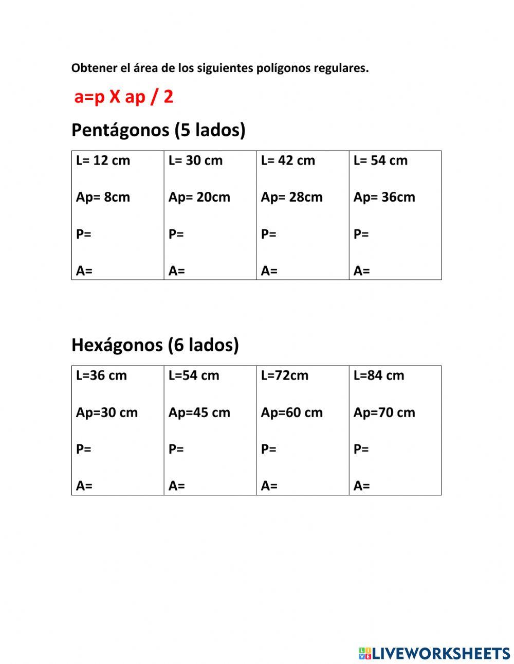 Área de polígonos regulares