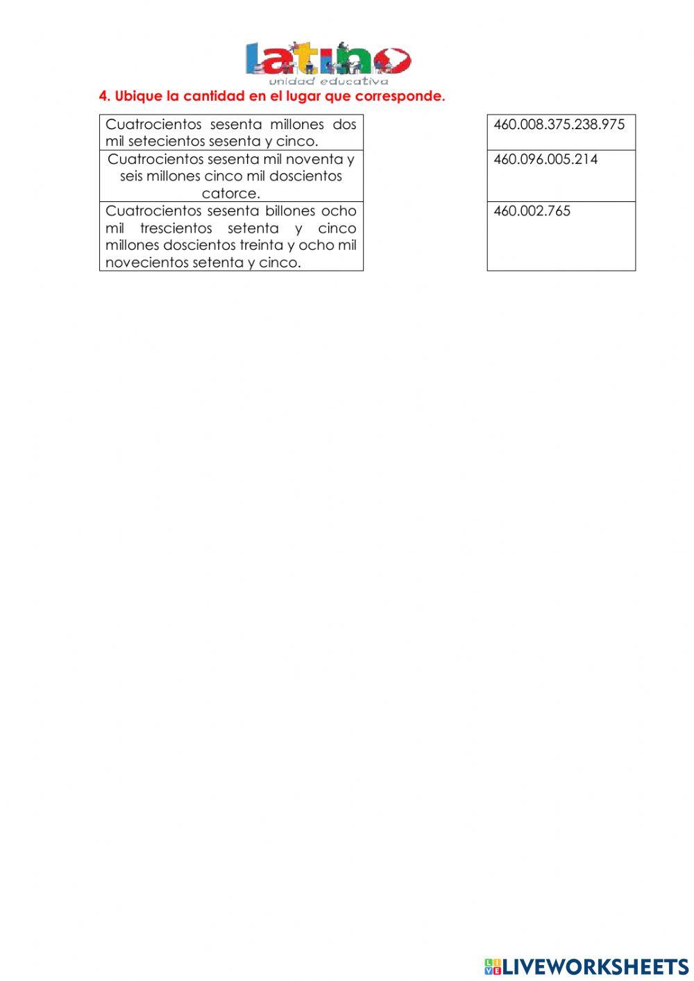 Escritura de cantidades de mas de nueve cifras