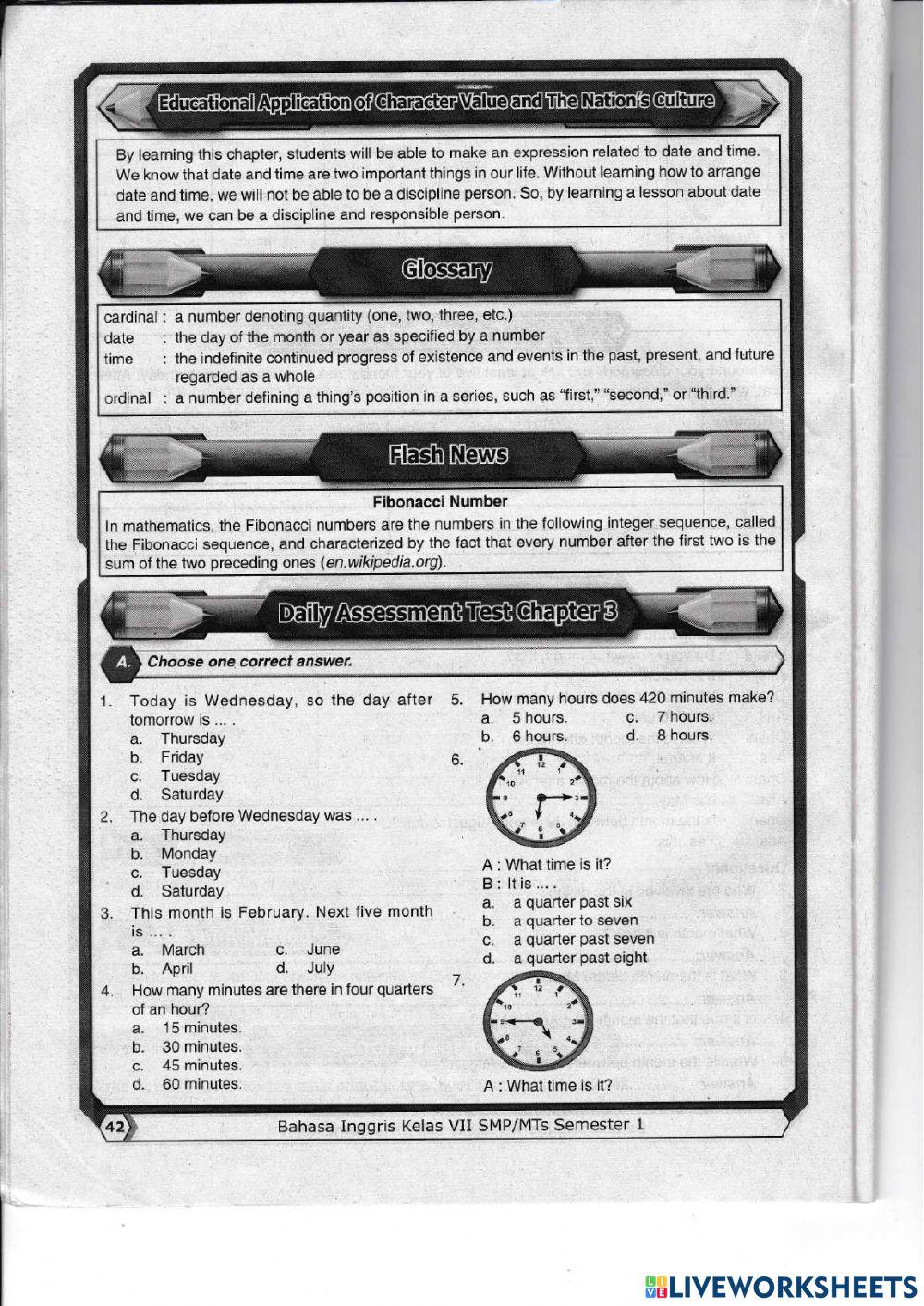 Daily Assessment Test Chapter 3