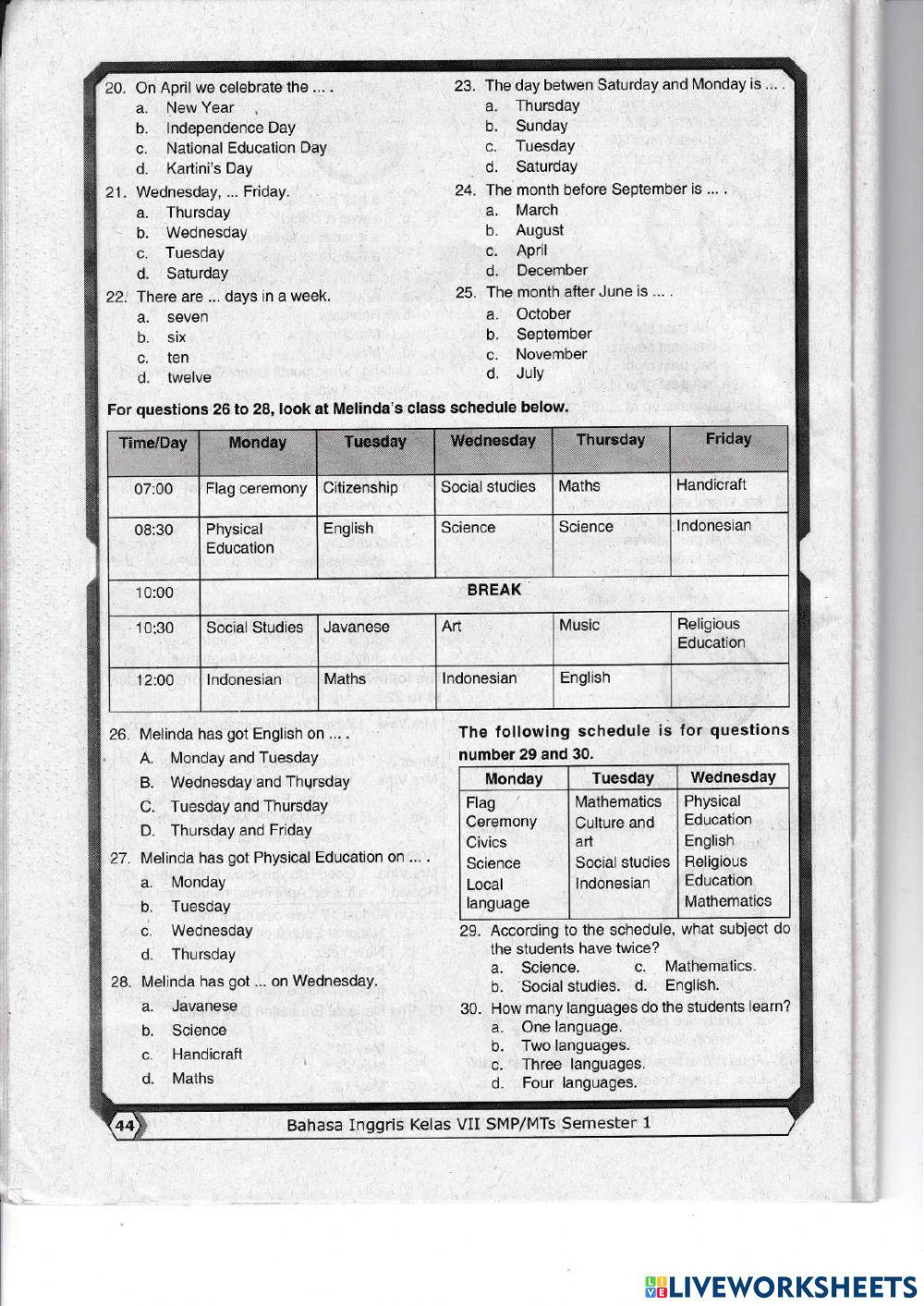 Daily Assessment Test Chapter 3