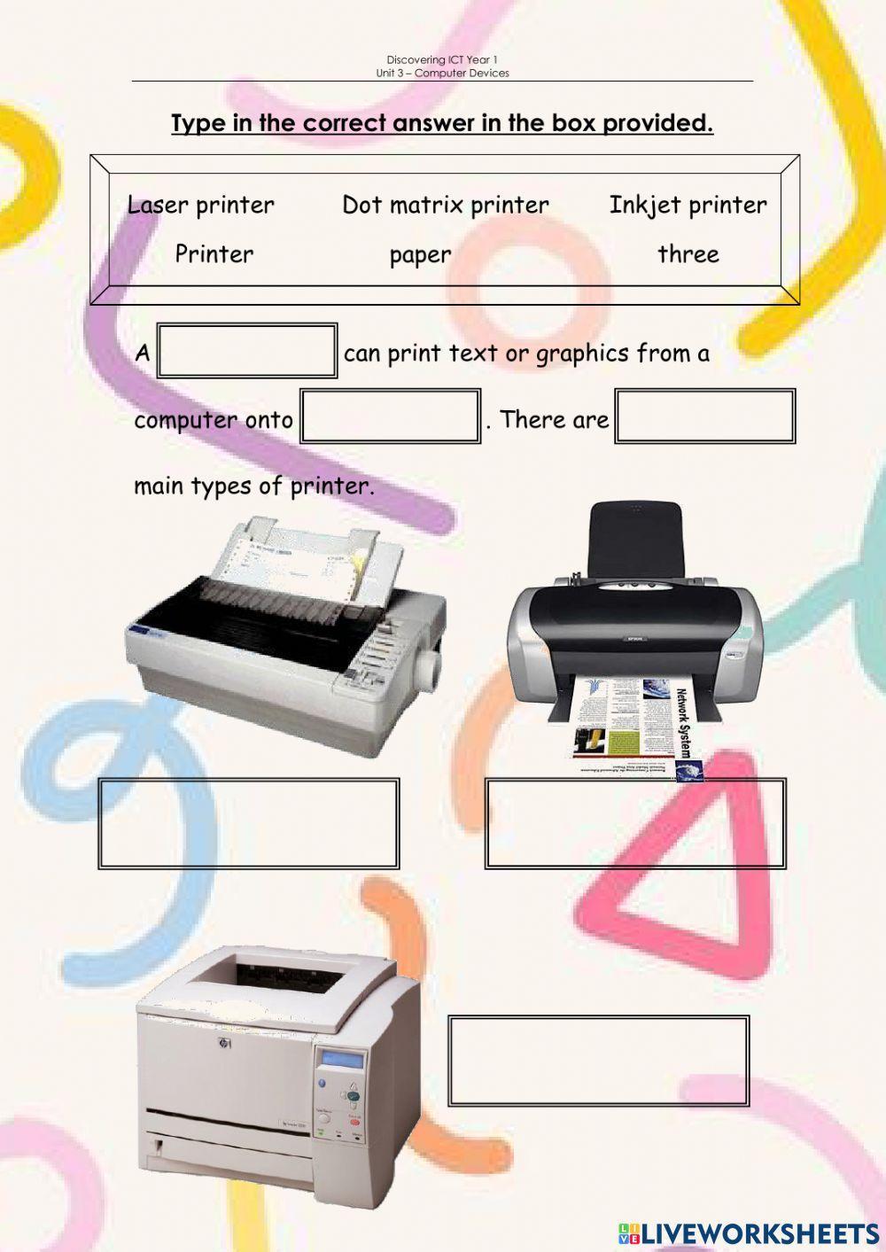 A Printer NazurahBupor Live Worksheets
