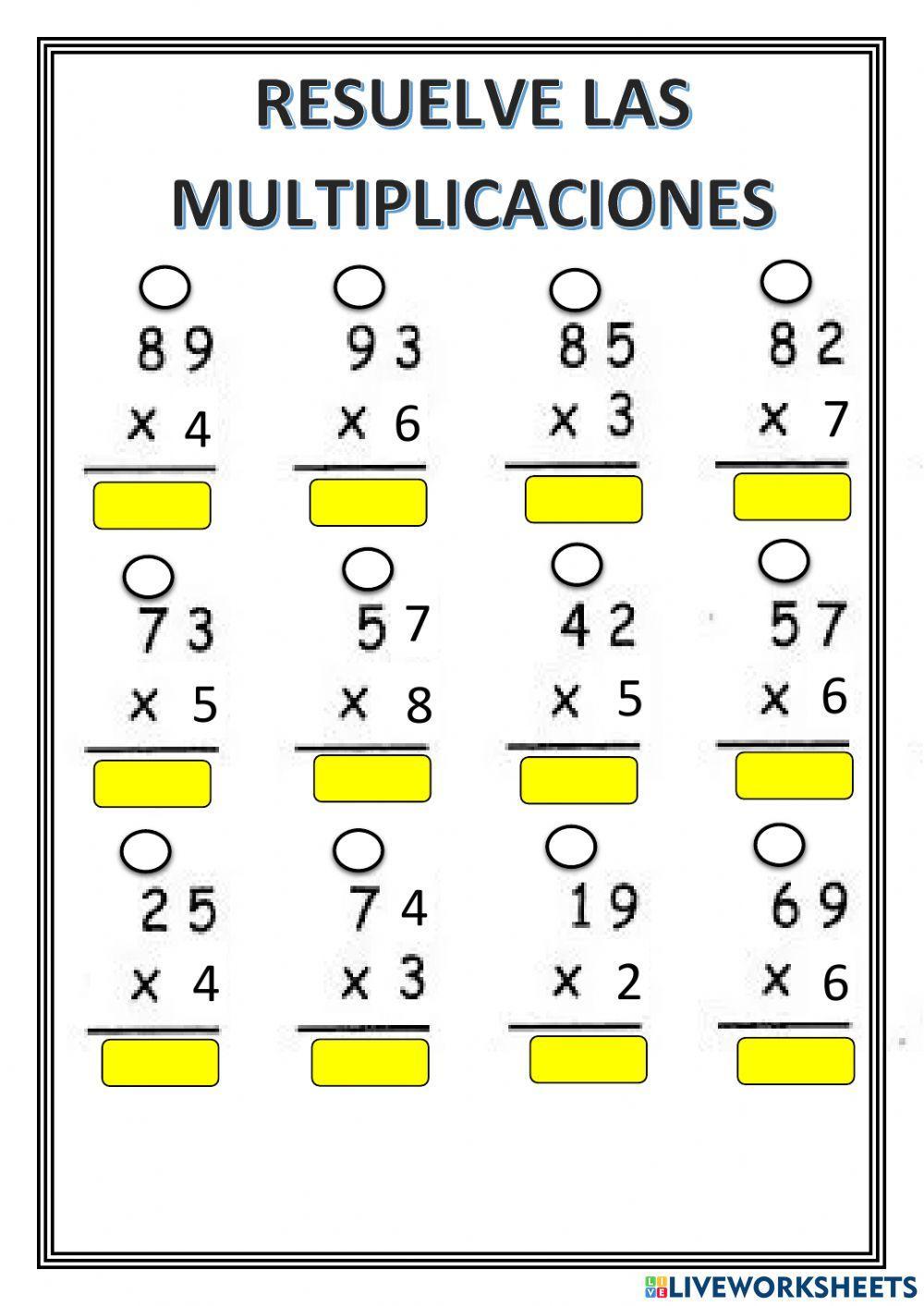 Multiplicación con llevadas Multiplicación con llevadas