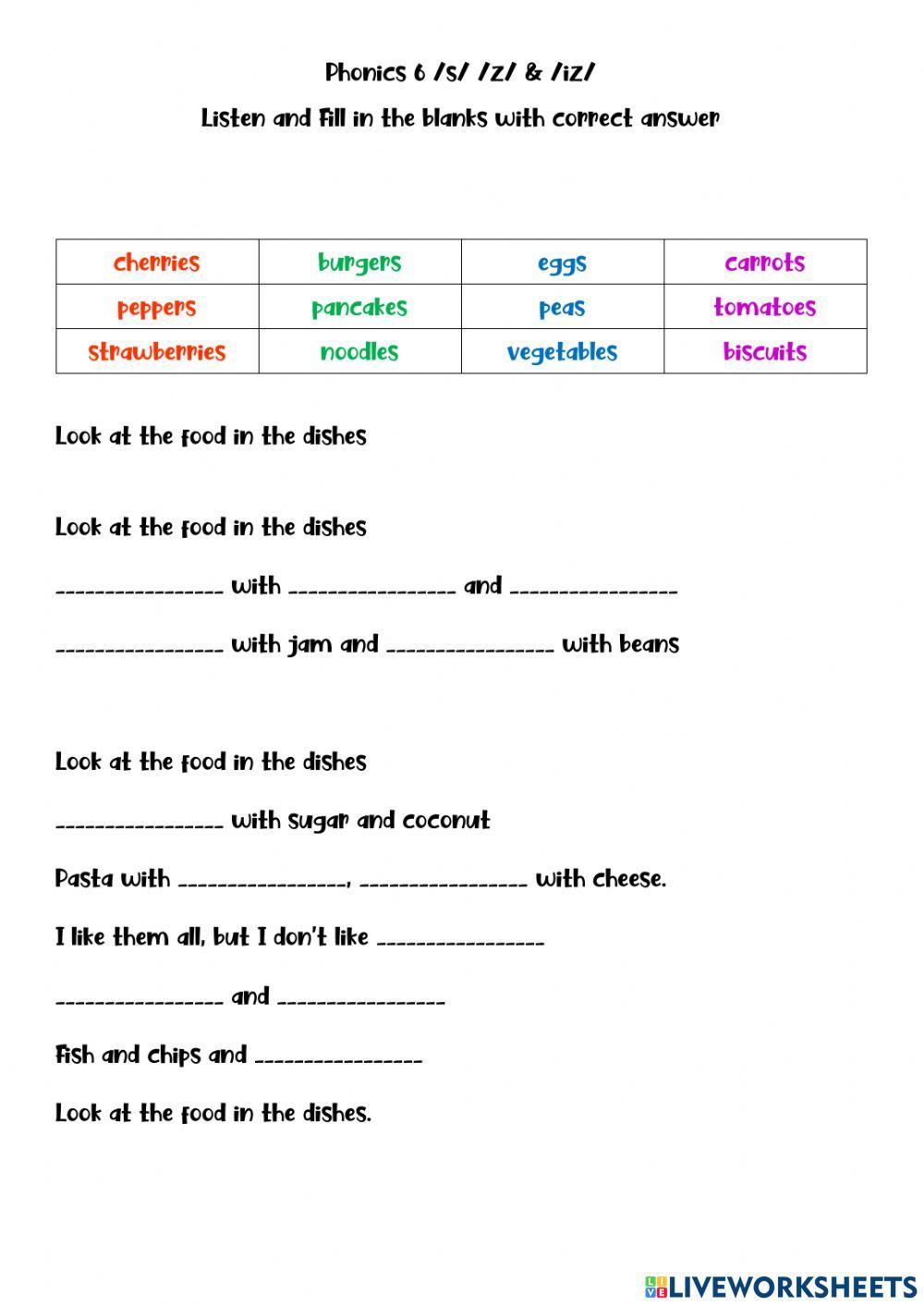 Phonics 6 -s- -z-z -iz-