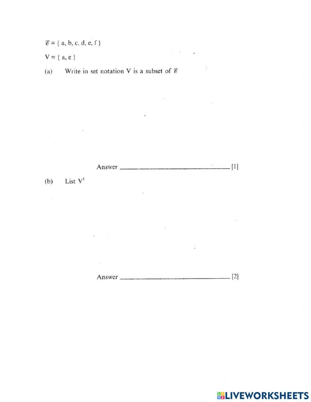 Sets Theory Questions