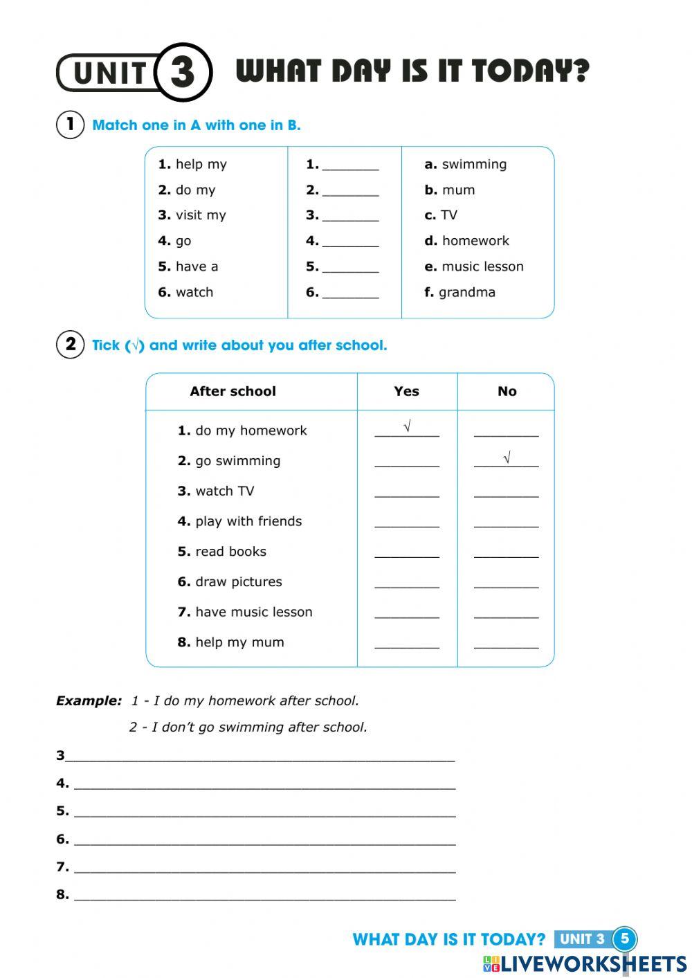 Hand out worksheet grade 4