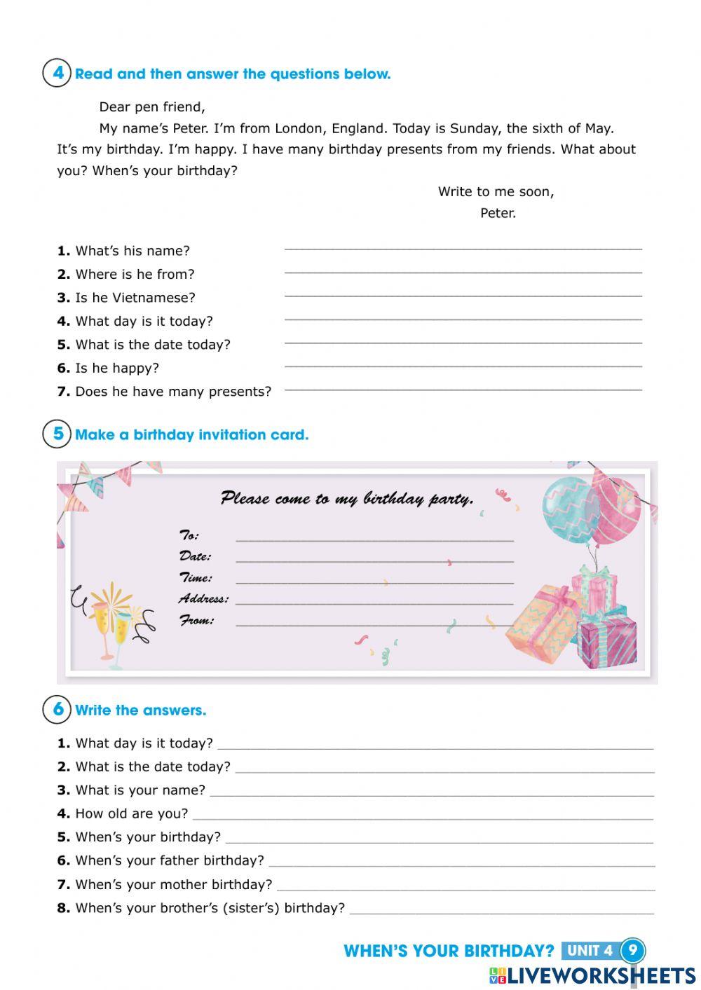 Hand out worksheet grade 4