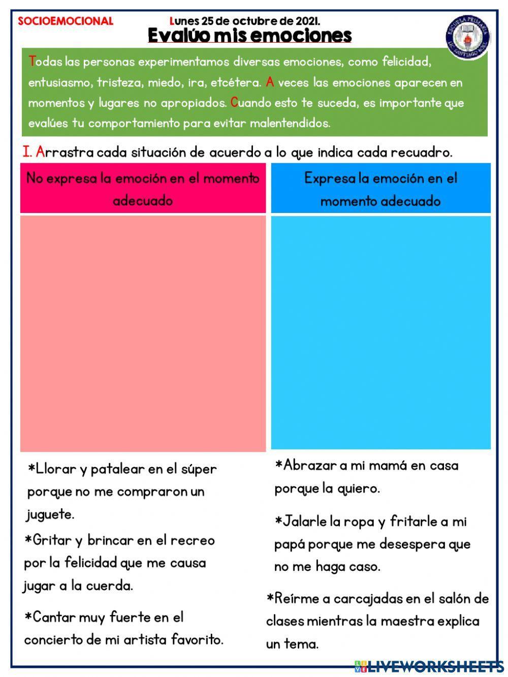 Evalúo mis emociones