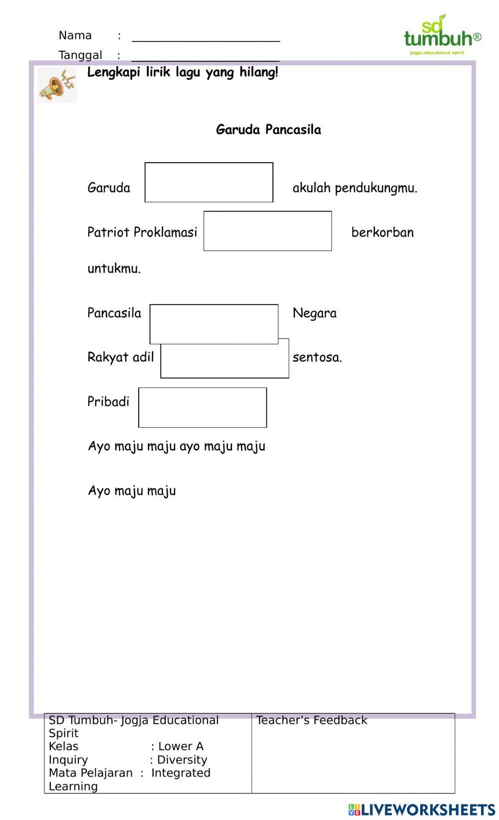 Integrated Learning-Lambang dan Sila Pancasila-Memasangkan