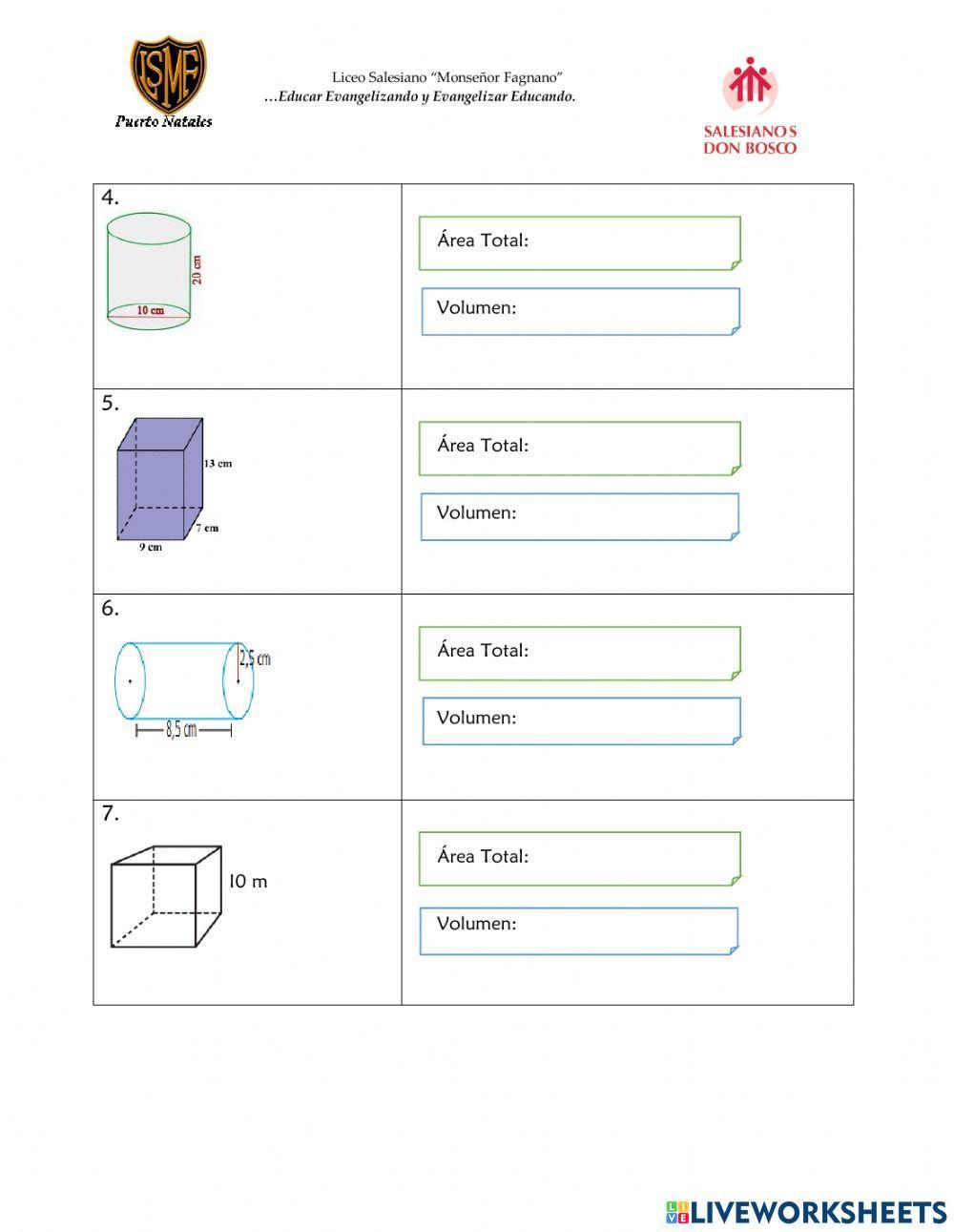 Área y Volumen de Prismas y Cilindros